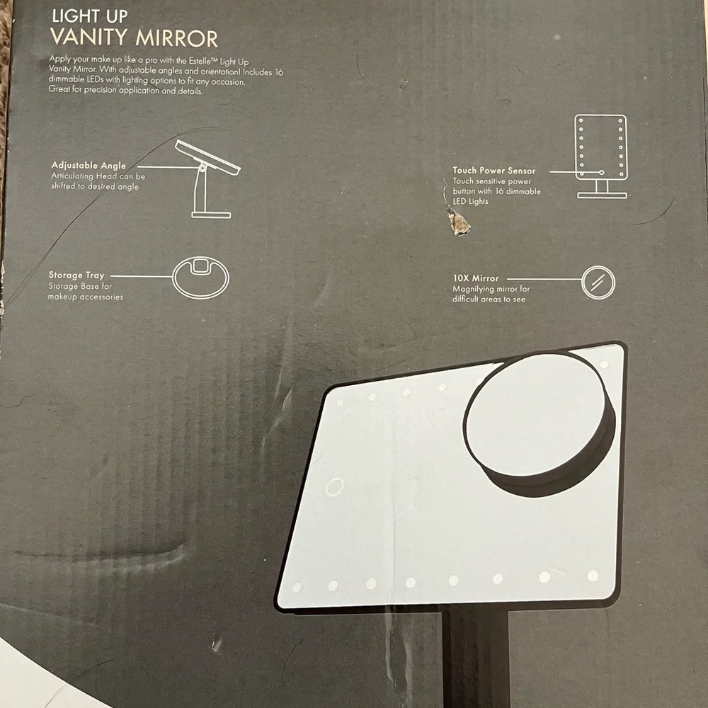 Table top light up vanity mirror